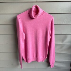 Neiman Marcus Womens Cashmere Sweater Medium Pink Turtleneck Soft Career Luxury